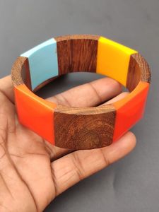 Elegant Transparent Resin Wood Bangle Chunky Stack Daily Wear Party Festive Retro Vintage Lucite Cuff Acetate Statement <b>Bracelet</b> - Product Image 4