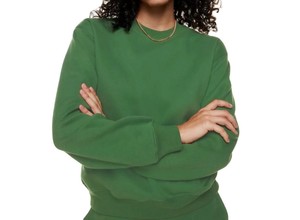Sudadera Verde de Cuello Redondo para Mujer, Color Sólido, Manga Larga, Tejido de Algodón, Corte Regular, para Otoño, con Bordado Frontal - Product Image 5