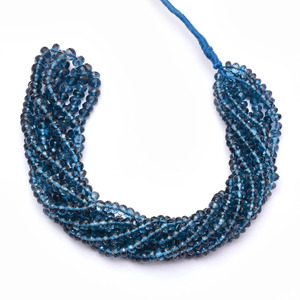 AAA+ Topaz 4mm-5mm Faceted Rondelle <b>Beads</b> Natural Blue London Genuine Fine Topaz Semi Precious Gemstone <b>Loose</b> <b>Beads</b> For Jewelry - Product Image 3