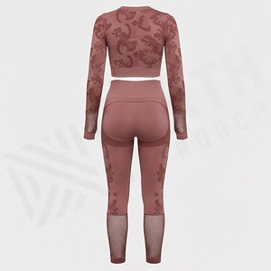 Ensemble de yoga et de fitness deux pièces taille haute pour femmes, personnalisable avec logo, respirant et imprimé par sublimation OEM, nouvelle tenue de sport - Product Image 2