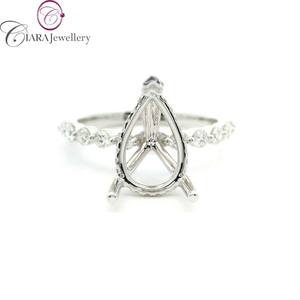 NOUVEAU MODÈLE 18K Au750 Blanc/Jaune/Or Rose & Bague de fiançailles bicolore avec diamant naturel 12x8mm en forme de poire pour mariage - Product Image 1