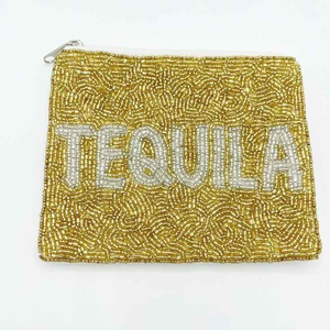 Monedero Artesanal Tradicional con Bordado de Cuentas, Estampado de Patrones Étnicos Tribales de la India, con Cierre de Cremallera - Product Image 4