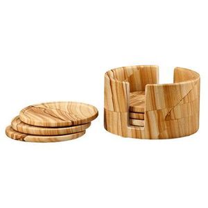 แผ่นรองแก้วไม้ทรงกลมดีไซน์ทันสมัย ใช้ซ้ำได้ - Product Image 1