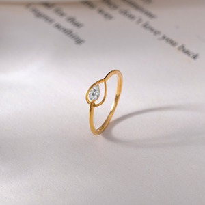 Bague de mariage minimaliste en diamant naturel taille brillant en forme de goutte d'eau, en argent sterling 925 plaqué or pour femme - Product Image 4