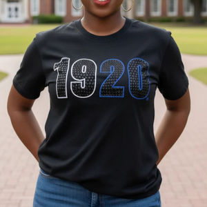 T-shirt noir 1920 avec lettres en cuir de crocodile pour femme, 100 % coton, vêtements de sororité Zeta Phi Beta, anniversaire, héritage, mode - Product Image 4