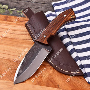 Industrial DIY OEM Hand Forged 1095 Steel Razor Sharp Outdoor Bushcraft Fixed Blade Camping <b>Knife</b> Rosewood Handle Leather <b>Sheath</b> - Product Image 2