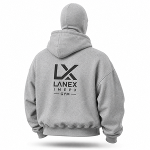 OEM Custom Men's Oversized Full Zip Balaclava Hoodie, Heavyweight Cotton Fleece Face Mask Sweatshirt, Private Label Streetwear - Product Image 2
