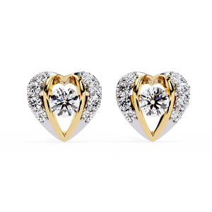 <b>Heart</b> Cut Lab Grown Diamond <b>Earrings</b> Gold Plated Jewelry White Diamond Stud <b>Earrings</b> for Wedding Party Gift - Product Image 5