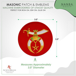 Custom Embroidered Red Iron-On Masonic Shriner Patch for Freemasonry-<b>Canvas</b> Fabric Customizable for Gifts & Apparel - Product Image 3