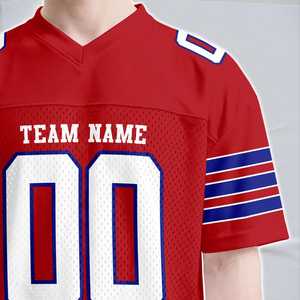 Custom Red <b>White</b>-Royal Mesh Breathable Quick Dry Football Jersey Personalized Name Number Team Logo for Men Women Uniform <b>Fan</b> - Product Image 5