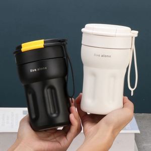 400ml Minimalist Women's High-Fashion Portable Straw Water Bottle <b>Insulated</b> Cup Hexagonal Coffee <b>Mug</b> with Carry Strap - Product Image 2