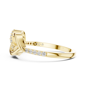 Anillo de compromiso para mujer de oro amarillo de 18 quilates con diamantes de laboratorio con incrustaciones geométricas entrelazadas y chapado en rodio - Product Image 2