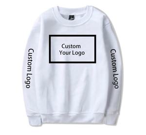 เสื้อสเวตเตอร์ผ้าฝ้าย100% ของผู้ชายเสื้อฮู้ดโอเวอร์ไซส์ปักโลโก้เสื้อสวมหัวคอกลมย้อมเรียบสำหรับฤดูหนาว - Product Image 1