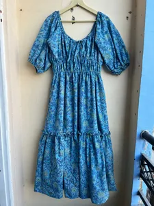 Blue Hand <b>Block</b> <b>Printed</b> Dress <b>Block</b> <b>Print</b> Indian Tunics Hand Dress Indian Cotton Long Gown Indian <b>Printed</b> Dress - Product Image 6