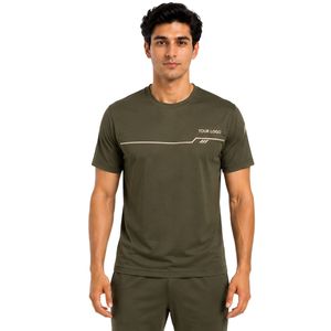 T-shirt de sport pour homme vert olive, séchage rapide, pour la gym, la course et l'entraînement, personnalisable, vêtements de sport imprimés - Product Image 1