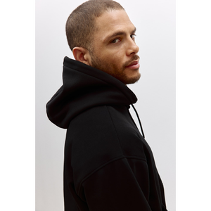 Dernier style – Sweat à capuche pour homme en molleton 100 % coton, tricoté, uni, grande taille, coupe ample, épaules tombantes, manches longues - Product Image 5