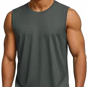 Débardeur personnalisable en coton pour homme, sans manches, pour la gym, vêtement de fitness uni, débardeur de musculation et canotte - Product Image 1