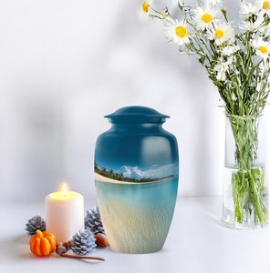 โกศบรรจุอัฐิสำหรับผู้ใหญ่ชาย  แบบตกแต่งชายหาด เป็นมิตรกับสิ่งแวดล้อม ทนทาน ความจุ 220 คิวบิกอินช์ สำหรับงานศพและฌาปนกิจ - Product Image 2