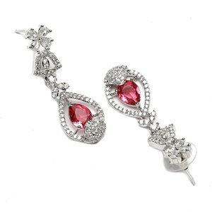 Ensemble collier et boucles d'oreilles en alliage plaqué argent, zircon, coupe poire, design goutte d'eau, style classique pour femmes, mariage - Product Image 2