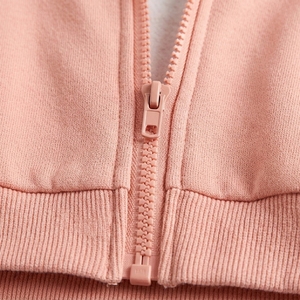 Women's <b>Cropped</b> Hooded Color Block <b>Zip</b>-<b>Up</b> Sweatshirt Cotton Bamboo Fiber Knitted Casual Spring Short Length Full Sleeve - Product Image 4