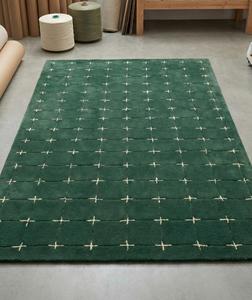 Premium Contemporary Wool Rug Anti-Slip Cotton Backing Handmade Geometric Pattern <b>Thick</b> Pile for Interior Designers Retail - Product Image 4