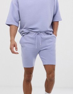 Ensemble de survêtement en coton bleu clair pour homme, col rond, manches courtes, coupe ample, couleur unie, vêtements décontractés d'été avec poches latérales - Product Image 2