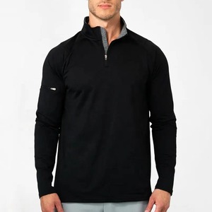 Chemise de golf à manches longues pour homme, col zippé, couleur unie, séchage rapide, tricot en polyester, haut sportif - Product Image 4