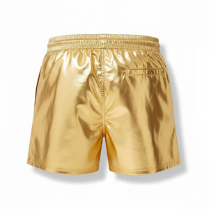 Shorts de Baño Metálicos Dorados Vintage Personalizados al por Mayor para Hombre, Brillantes, Impermeables, con Diseño de Lámina Líquida, Shorts Cargo, Ropa de Playa al por Mayor - Product Image 4