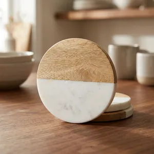 Factory Direct Round Marble <b>Coasters</b> Set Handmade Premium Natural Stone Heat Resistant Waterproof <b>Drink</b> <b>Coasters</b> OEM Wholesale - Product Image 5