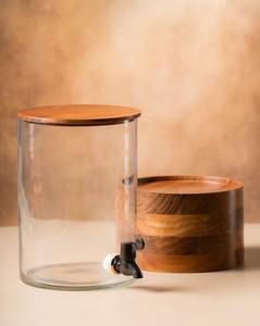 Wooden glass beverage <b>dispenser</b> Wood base <b>drink</b> <b>dispenser</b> Luxury <b>drink</b> <b>dispenser</b> with tap Glass juice <b>dispenser</b> with wood stand - Product Image 6
