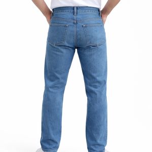 Jean en denim coupe droite pour homme, couleur unie classique, coupe régulière, tissu léger et durable, streetwear, automne, décontracté, respirant - Product Image 3