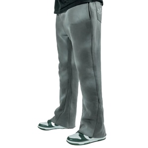 2025 personnalisé lavé à l'acide pantalon évasé de haute qualité Vintage coton pierre lavage pantalons de survêtement évasés pour hommes Streetwear plat respirant - Product Image 3