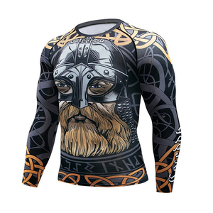 Custom <b>Men's</b> BJJ RashGuard Long Sleeve <b>Compression</b> Breathable Spandex/Polyester Heat Transfer Printed UPF50 Anti-Bacterial Quick - Product Image 2