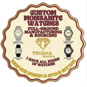 Reloj de pulsera con diamantes de moissanita VVS para mujer con esfera azul numérica, diseño de lujo hecho a mano y personalizado. - Product Image 1