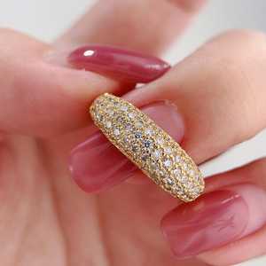 Round Cut Similar Diamond Half Eternity Band Dome Ring Lab Grown 14K Yellow Gold Wedding Engagement Party Proposal <b>Gift</b> <b>For</b> <b>Her</b> - Product Image 4