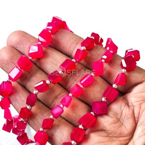 Cuentas de Calcedonia Rosa Intenso Facetadas al por Mayor, Pepitas Sueltas de Calcedonia 5x7-6x8MM, 8 Pulgadas para Fabricación de Joyas - Product Image 6
