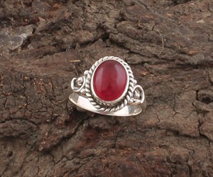 Anillo de Plata de Ley 925 con Bisel de Jade Rojo Natural al por Mayor, Estilo Clásico para Bodas y Fiestas, Joyería de Regalo para Mujer - Product Image 5