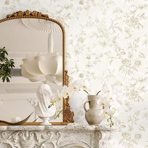 Papel Tapiz Autoadhesivo Vintage con Diseño Floral Beige, Papel de Contacto con Textura Francesa para Gabinetes, Removible para Paredes - Product Image 3