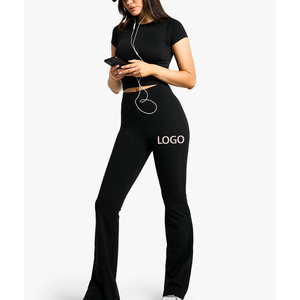 Pantalones de yoga acampanados de cintura alta para mujer, pantalones de entrenamiento de pierna ancha, leggings de gimnasio, mallas levanta caderas - Product Image 1