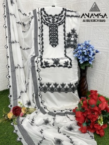 Lujoso conjunto de vestido informal de Fox Georgette semicosido bordado pesado diamante lentejuelas adornado Dupatta largo encaje decorado - Product Image 2