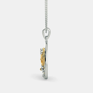 Collar con Colgante de Diamante Cultivado en Laboratorio con Diseño Floral de Dos Tonos para Mamá - Product Image 4