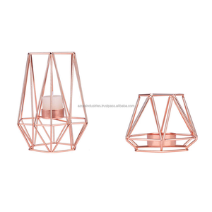 Bougeoir en or rose avec fil métallique hexagonal en fer forgé pour décoration intérieure OEM 551-7C - Product Image 6
