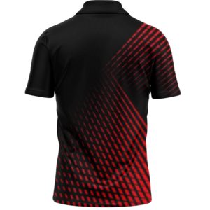 Polo de Manga Corta para Hombre, Estampado Geométrico Negro y Rojo, Tejido de Secado Rápido, Estilo Casual - Product Image 2