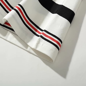T-shirt à rayures horizontales blanches, noires et rouges pour hommes, manches courtes, col rond, décontracté, coupe régulière, léger, respirant, été - Product Image 5