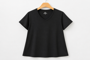 เสื้อยืดคอกลมแขนสั้นสีดำสำหรับผู้หญิง ทรงปกติ ผ้าฝ้ายเจอร์ซีย์ 100% สีพื้นลำลอง ใส่ได้ทุกฤดู สั่งพิมพ์ลายได้ - Product Image 2