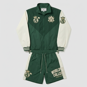 Conjunto de 2 piezas de verano para hombre de alta calidad, informal, estampado, hasta la rodilla, transpirable, cortavientos de nailon con cremallera, de secado rápido y ligero. - Product Image 1