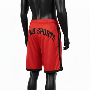 <b>Men</b> Premium Polyester Mesh <b>Shorts</b> GSM Breathable Red Black Panel Design Custom Embroidered Patch Logo Workout Mesh <b>men's</b> <b>shorts</b> - Product Image 5
