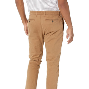 Tan <b>Brown</b> Plain <b>Men</b> Cotton Stretch Tapered Leg Lightweight Everyday Wear Easy Fit <b>Chino</b> Pants - Product Image 4