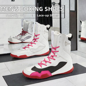 Zapatos de Boxeo Profesionales Personalizados, Parte Superior de Cuero, Cierre de Velcro, Diseño Ligero, Malla Transpirable, Soporte Cómodo de Caña Alta - Product Image 6
