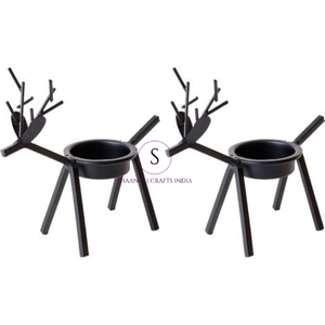 Nouveaux bougeoirs en métal noir en forme de renne pour bougies chauffe-plat, pour Noël, décoration murale pour la maison, le salon et le hall. - Product Image 5